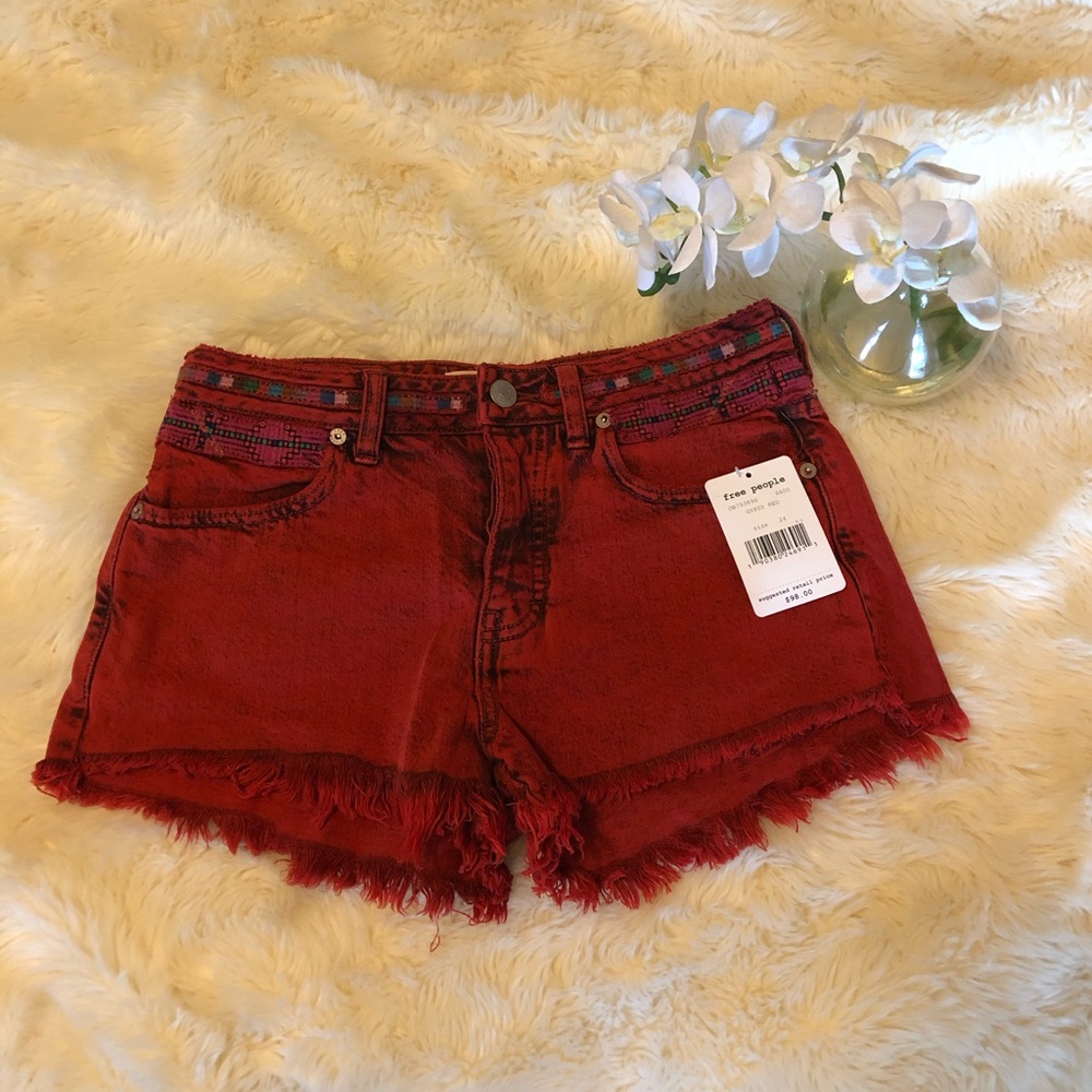 Free People Gypsy Red cutoff Shorts